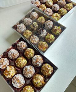 Date or khajoor truffles gift boxes with ramadan mubarak sticker